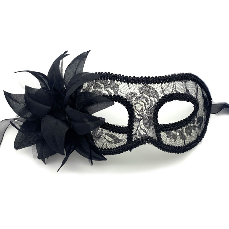 Women Fashion Side Floral Lace Face Halloween Mask