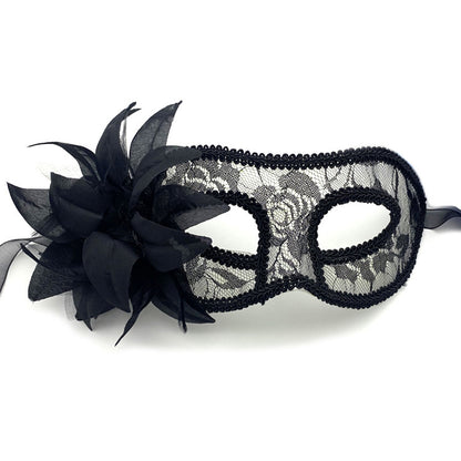 Women Fashion Side Floral Lace Face Halloween Mask