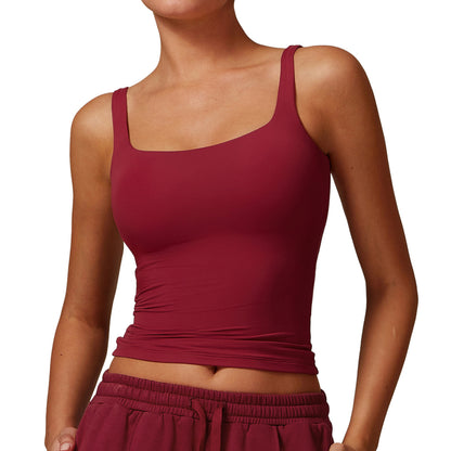 Camiseta de yoga de color liso informal a la moda para mujer