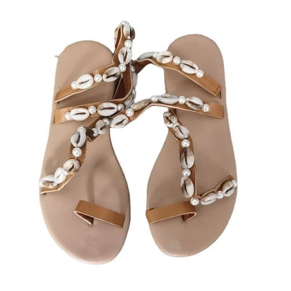 Sandales coquillages pour femmes, style bohème, décontractées, pour l'été et les vacances