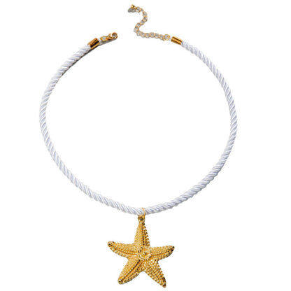 Collar con colgante de estrella de mar de playa con personalidad exagerada