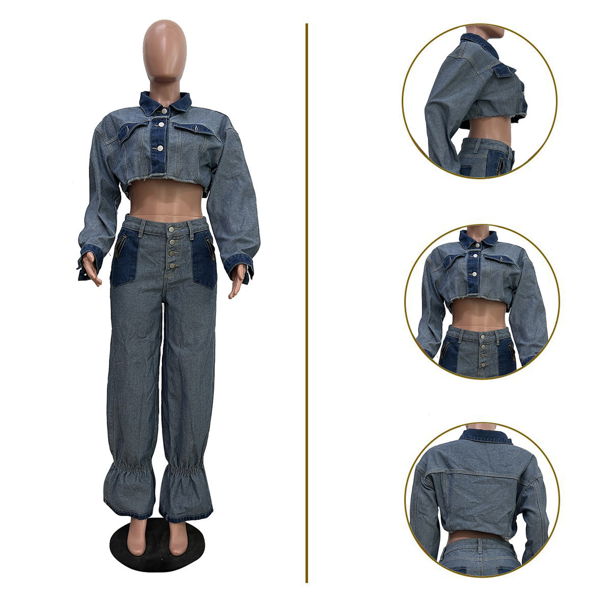 Women Fashion Color Denim Set for a Stylish Look