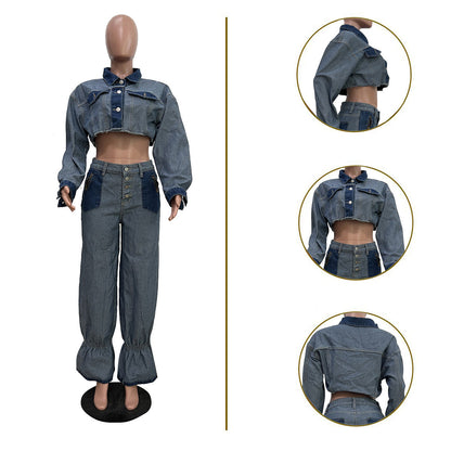 Women Fashion Color Denim Set for a Stylish Look