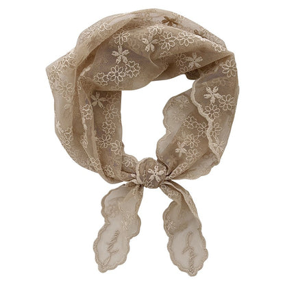 Bufanda triangular de encaje de color liso para mujer de primavera y verano