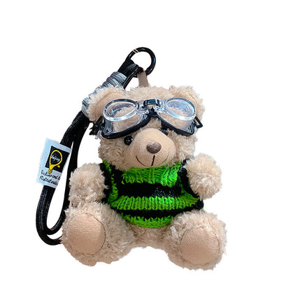 Cartoon Plush Bear Keychain with Colorful Sweater Styles