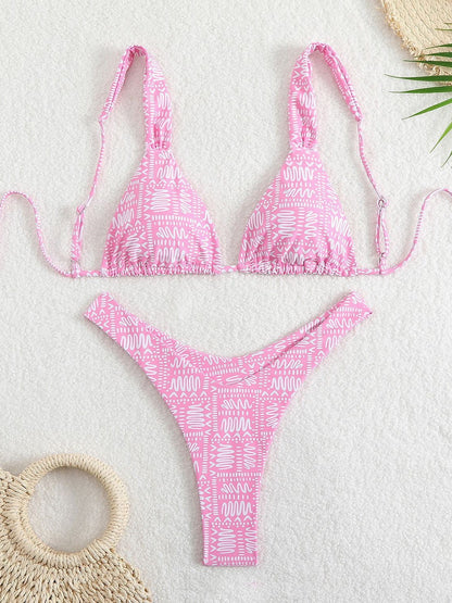Maillot de bain bikini sexy à lacets et imprimé floral pour femme