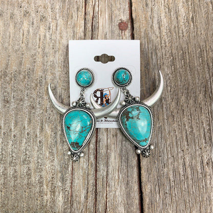 Boucles d'oreilles bohèmes vintage en forme de goutte d'eau pour femme, turquoise verte