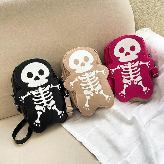 Bolso de hombro con estampado de calaveras, creativo y gótico de Halloween
