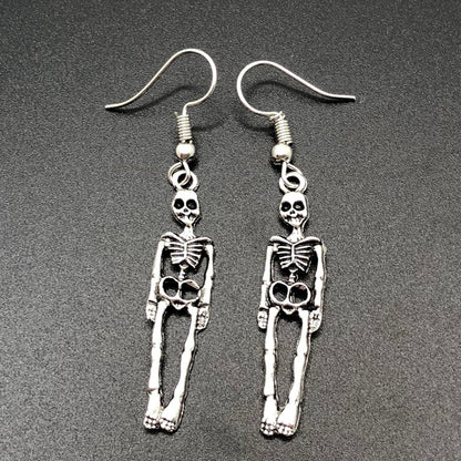 Pendientes de esqueleto de aleación de Halloween exagerados de moda para mujer