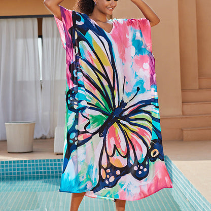 Traje de baño informal con estampado de mariposas para playa y vacaciones para mujer