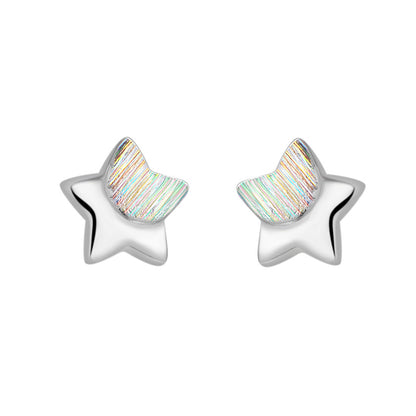 Women Fashion Simple Silver Star Earrings Elegant Silver Jewelry
