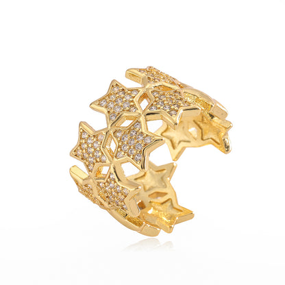 Anillo de oro chapado en cobre irregular de moda para mujer