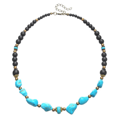 Collar de cuentas turquesas de moda para hombre