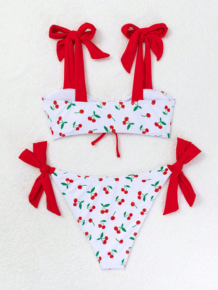 Bikini con estampado de cerezas para mujer