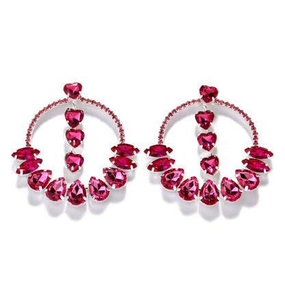 Women Fashion Exaggerated Zircon Love Earrings