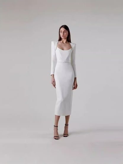 Vestido ajustado de manga larga a la cadera para mujer