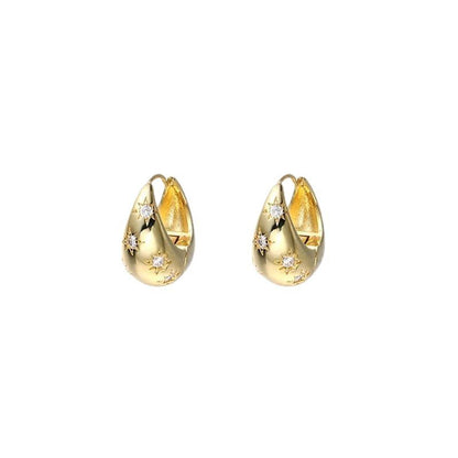 Boucles d'oreilles en métal et zircon pour femmes, bijoux élégants