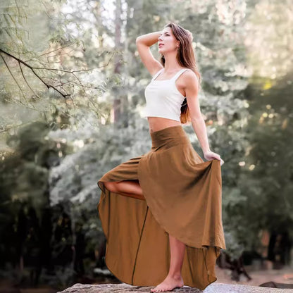 Falda irregular suelta de color sólido informal de verano para mujer