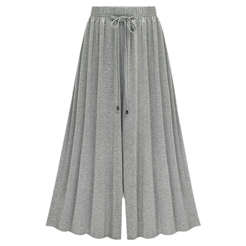 Pantalones casuales de pierna ancha con cordón y cintura alta de color sólido para mujer