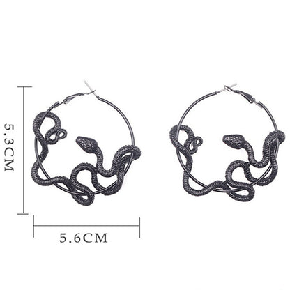 Halloween Women Exaggerated Snake Hoop Earrings