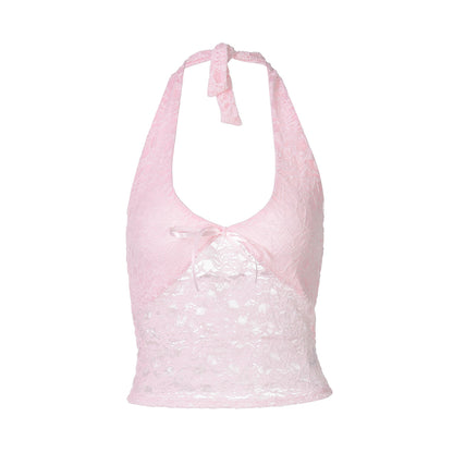 Women’s Sexy Lace V-Neck Halter-Neck Tank Top