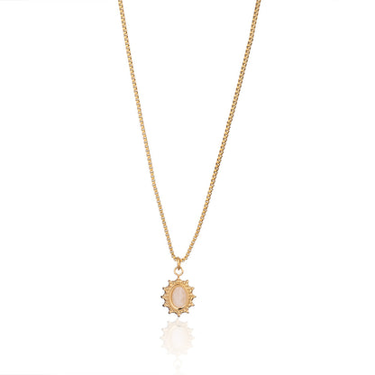 Collar sencillo de acero y titanio con piedras naturales y diseño de amor para mujer