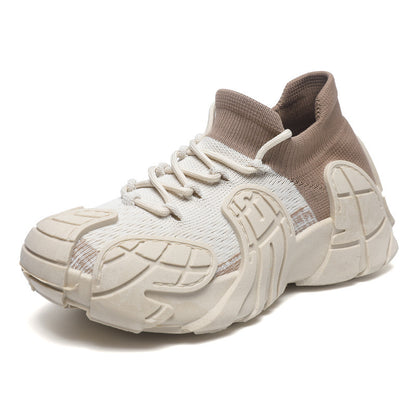 Zapatillas de plataforma informales para mujer, de moda, de punto, con tacón plano