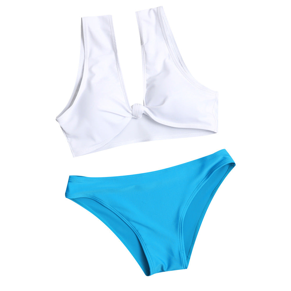 Traje de baño bikini sexy de moda para mujer con camiseta sin mangas sencilla