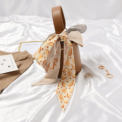 Banda para el cabello estampada a la moda para mujer, bolso con asa, bufanda de cinta