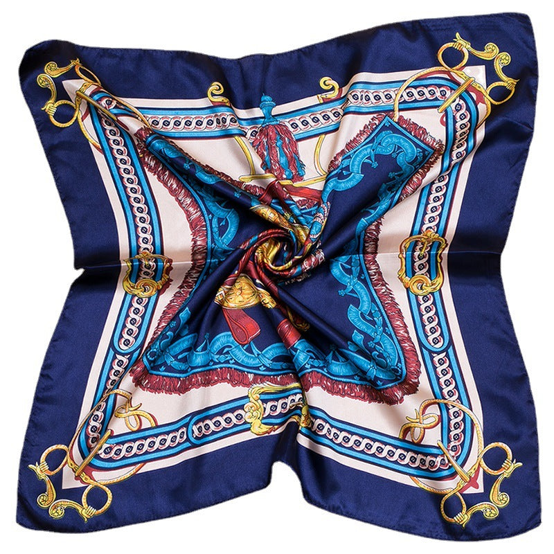 Bufanda de satén cuadrada grande estampada a la moda para mujer con hermoso patrón floral
