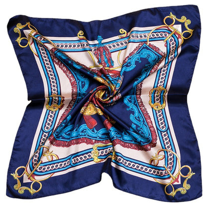 Bufanda de satén cuadrada grande estampada a la moda para mujer con hermoso patrón floral