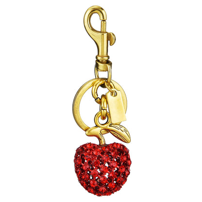 Women Fashion Metal Cute Rhinestone Apple Keychain