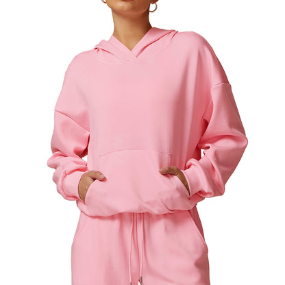 Sudadera con capucha de manga larga de color liso informal a la moda para mujer