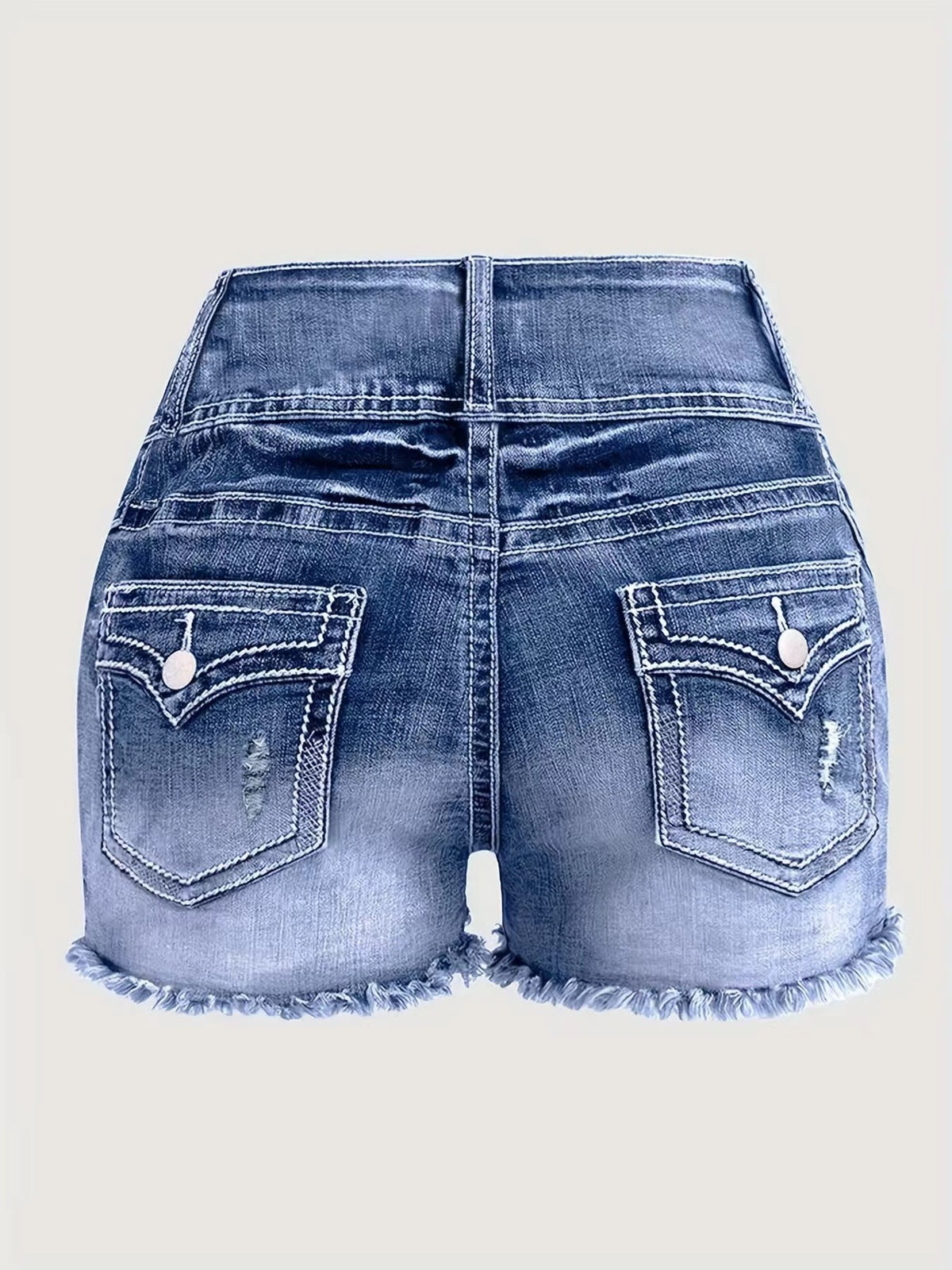 Pantalones cortos vaqueros de cintura alta con borlas informales a la moda para mujer