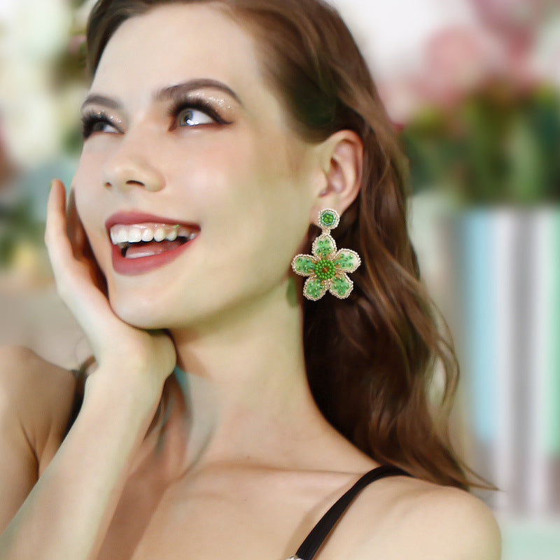 Boucles d'oreilles bohèmes en perles florales pour femmes