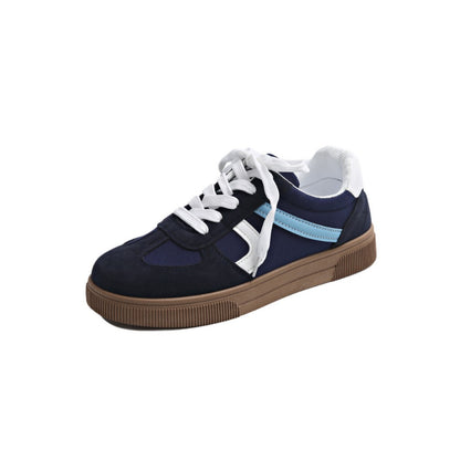 Zapatillas planas informales para mujer con suela de goma y cierre de cordones