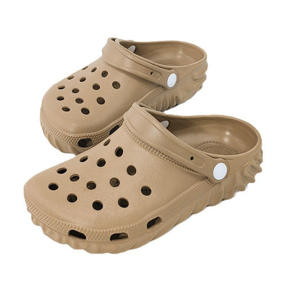 Zapatos casuales de suela gruesa con agujeros antideslizantes y colores contrastantes para mujer