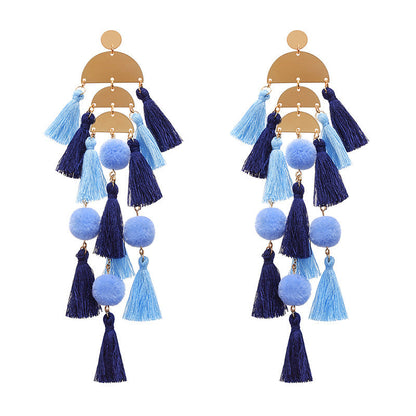 Pendientes bohemios con borlas multicapa para mujer