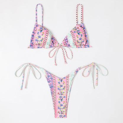 Summer Beach Vacation Women Bikini Tiny Flower Print