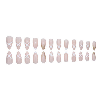 Ongles à coller, nude, transparents, doux, simples, blancs et pailletés
