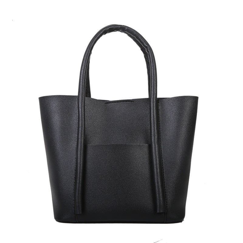 Bolso de mano informal de gran capacidad para mujer, de color liso, estilo urbano, de PU.