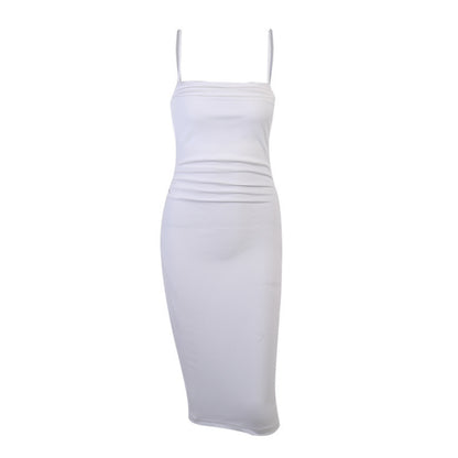 Women Fashion Sexy Elegant Solid Color Spaghetti Strap Dress