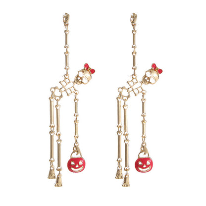 Pendientes colgantes de calavera de calabaza esmaltada para Halloween