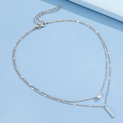 Collar con colgante de borla larga en forma de lágrima, sencillo, de dos piezas, para mujer