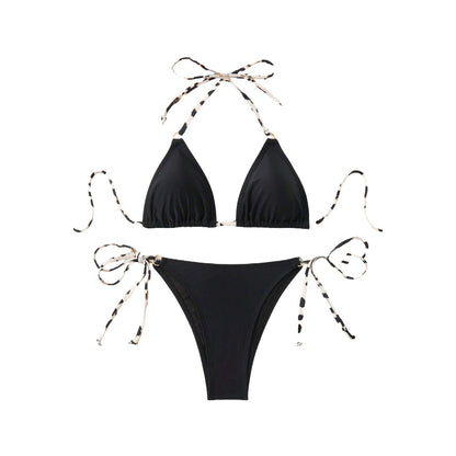 Women Sexy Lace-Up Bikini Black