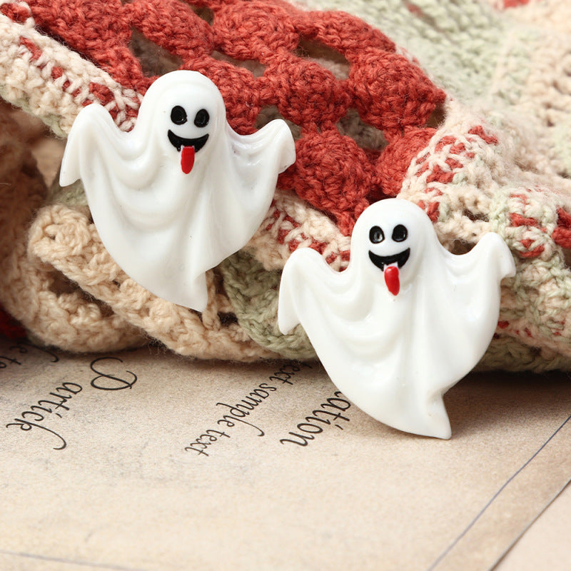 Pendientes unisex de plástico con forma de calabaza y fantasma para Halloween