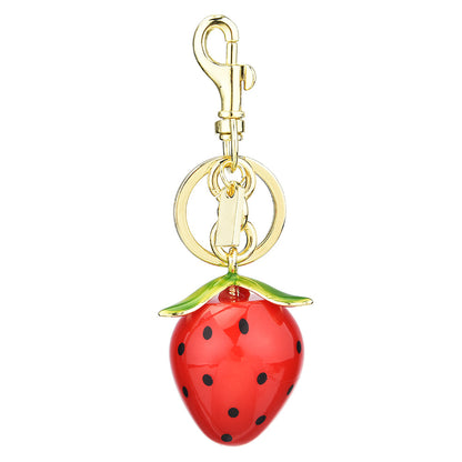 Llavero colgante de resina con forma de fresa para bolso, adorno colgante estilo fruta.