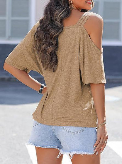 Summer Women Casual Solid Color Blank T-Shirt