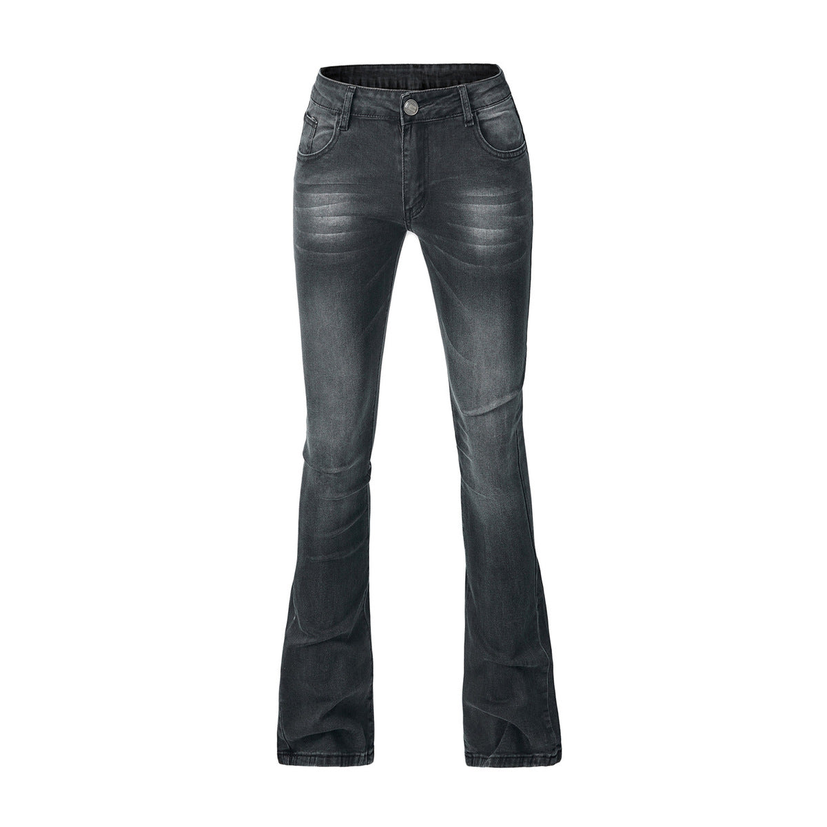 Women Fashion Casual Solid Color Flared Jeans