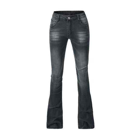 Women Fashion Casual Solid Color Flared Jeans